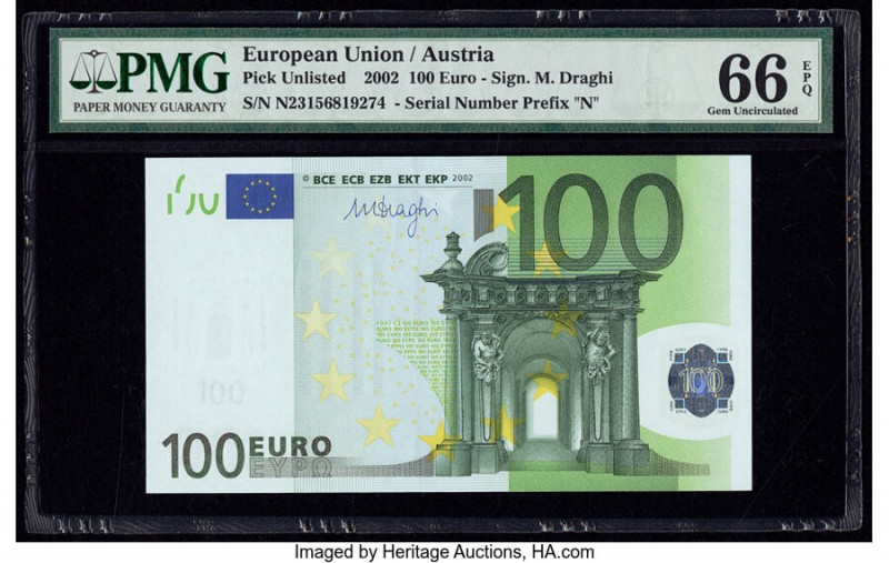 European Union Central Bank, Austria 100 Euro 2002 Pick 18n PMG Gem Uncirculated...