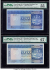 Hong Kong Hongkong & Shanghai Banking Corp. 50 Dollars 27.3.1969; 31.3.1982 Pick 184a; 184h Two Examples PMG About Uncirculated 55; Superb Gem 67 EPQ....