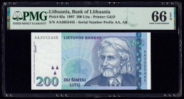 Lithuania Bank of Lithuania 200 Litu 1997 Pick 63a PMG Gem Uncirculated 66 EPQ. 

HID09801242017

© 2020 Heritage Auctions | All Rights Reserved