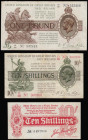 Ten Shillings Bradbury T9 issued 1914 serial number A/23 497986 VF with several pinholes, Ten Shillings Warren Fisher 1919 T26 Dash serial number D/99...