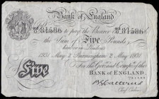 Five Pounds Catterns white BIRMINGHAM branch May 2 1931 B228a, 463U 81586 Fine with some unevenness to the edges, a rare and desirable branch note

...
