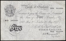 Five Pounds Peppiatt white B264 London 20th May 1947 serial number M22 043366 VF or near so

Estimate: GBP 80 - 140