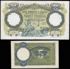 Albania (2 ) 20 Franga issued 1939 during the Italian occupation Green on olive-green underprint. Seated Roma at bottom centre, wolf with Romulus and ...
