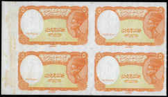 Egypt Five Piastres Colour Trial (undated, 1940) an uncut 2x2 sheet of four notes Obverse and Reverse, with no serial numbers or signature UNC

Esti...