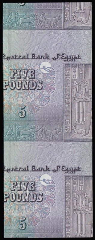 Egypt Five Pounds Proof Pick 63 undated, with no serial numbers, cut from a shee...
