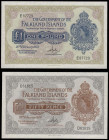 Falkland Islands (2) One Pound, 20 February 1974, E87729, signature of H.T. Rowlands Pick 8b UNC and 50 Pence 20 February 1974 D61615 signature of H.T...