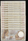 France 100 Francs 1941 issues (15) 20/11/41 (11) and 6/11/41 (4) Pick 94 EF

Estimate: GBP 70 - 110