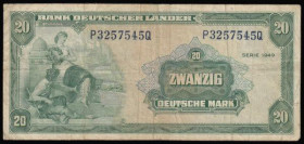 Germany - Federal Republic 20 Marks 1949 series 22.8.1949, Pick 17a, About Fine

Estimate: GBP 30 - 40