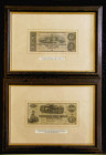 In picture frames (4) Banknotes (2) Confederate States (USA) 100 Dollars Richmond 8 Sept 1862, 10 Dollars Dec 2 1862. Bonds (2) Trinity Gold Mining an...