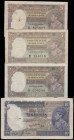 India (4) Ten Rupees 1937 issue, signature J.B.Taylor A97 662940 Pick 19a Fine with some pinholes and staple holes, Five Rupees (3) 1937 issue signatu...