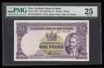 New Zealand &pound;1 Captain Cook at right issued 1955-56, Wilson signature, Pick159b, PMG VF 25

Estimate: GBP 20 - 40