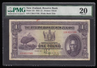 New Zealand &pound;1 dated 1st August 1934, Māori at right and kiwi at left, Pick155, PMG Very Fine 20 "ink"

Estimate: GBP 120 - 180