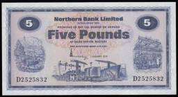 Northern Ireland - Northern Bank Limited Five Pounds 1.1.1976, signature Newland, D2525832, Pick 188c counting flick at lower right, otherwise UNC

...