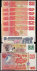 Singapore $1 (1976) Pick 9 Unc, $5 (1976) Pick 10 Unc, $10 (1980) Pick 11b, $2 (1990) Pick 27 (6) all Unc 

Estimate: GBP 20 - 40