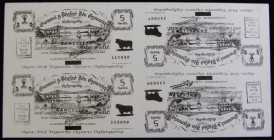 Wales - Black Sheep Company an uncut sheet of 4 banknotes, Menai Straits bridge Five Swilt consecutive numbers 118026 to 118029 inclusive, all with ca...