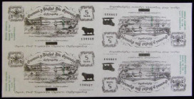 Wales - Black Sheep Company Five Swilt Black Bull vignette an uncut sheet of 4 banknotes with consecutive numbers 136554 to 136557all with "Impress St...