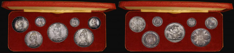 Victoria 1887 Golden Jubilee Silver Set (7 coins) Crown to Threepence comprising...