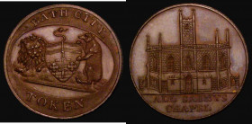 Halfpenny 19th Century Somerset - Bath City Token undated, All Saint's Chapel Obverse: View of the chapel, Reverse: Arms and supporters of Bath, withi...
