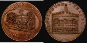 Halfpenny 19th Century Somerset - Bath City Token undated, Kensington Chapel Obverse: View of the chapel, Reverse: Arms and supporters of Bath, within...