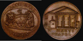 Halfpenny 19th Century Somerset - Bath City Token undated, St. Mary's Chapel Obverse: View of the chapel, Reverse: Arms and supporters of Bath, within...