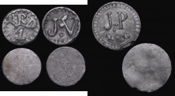 Hop/Beer Tokens in lead (3) each uniface and undated, comprising (1) 34mm diameter, design: J.P 2:G within a wide toothed border NVF, (2) 17mm diamete...