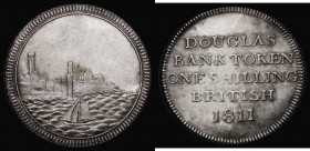 Shilling Isle of Man - Douglas 1811 Obverse: View of Peel Castle, no legend, within linear circle and toothed border, Reverse: Legend in 5 lines: DOUG...