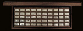 1000 Years of British Monarchy Sterling Silver Ingots a 50-piece set by John Pinches (1973), all ingots Proof nFDC to FDC in the long wooden box of is...