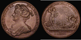 Coronation of Queen Anne 1702 Obverse Bust left draped ANNA. D.G MAG.BR.FRA. ET HIB. REGINA. Reverse Pallas standing left hurling thunder at a two-hea...