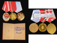 Bulgaria Medals (3) Order of the Red Banner of Labour, Order of Saint Cyril and Methodius, First Class, and Order of Peoples Labour, all EF to UNC mou...