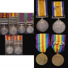 Queen's South Africa Medal and World War I pair to W.Hayward. Queen's South Africa medal, second type reverse with 'ghost' date, with three bars, Tran...