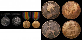 World War I Pair, British War Medal and Victory Medal to 18457 Pte. A.E.Wakeham , The Queen's Regiment, War Medal NVF with surface stress marks and a ...