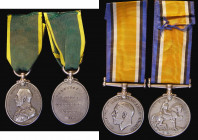 World War I War medal awarded to 865295 Sergt. R. Underhay R.A. VF cleaned, and Territorial Force Efficiency Medal George V issue (type A) GVF cleaned...