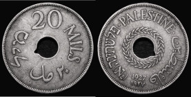Mint Error - Mis-Strike Palestine 20 Mils 1927 as KM#5 with mis-cut central hole with an extra 'notch' cut at 4 o'clock, so when viewed from the obver...