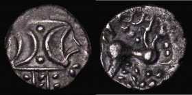 Celtic - Iceni Silver Unit C.10-43AD Obverse: Double opposed crescents, Reverse: Horse, right with ECEN below, the N mostly off the flan, 0.93 grammes...