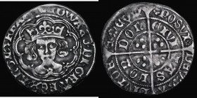 Groat Edward IV Second Reign, London Mint, Rose on breast S.2100, North 1631 mintmark Heraldic Cinquefoil, 2.82 grammes, Good Fine, comes with old tic...
