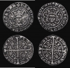 Halfgroats Henry VI Annulet issue (2) S.1840 both Good Fine with old grey tone, one with a Plain Cross mintmark on the obverse only, the other with pl...