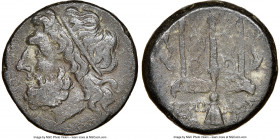 SICILY. Syracuse. Hieron II (ca. 275-215 BC). AE litra (19mm, 8h). NGC Choice VF. Head of Poseidon left, wearing taenia / ΙΕΡΩ-ΝΟΣ / ΔA, trident head,...
