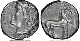 ZEUGITANA. Carthage. Hannibal in South Italy. Ca. 215-205 BC. AR quarter-shekel (13mm, 1.76 gm, 7h). NGC Choice VF 4/5 - 4/5. Head of Tanit left, wrea...