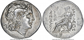 THRACIAN KINGDOM. Lysimachus (305-281 BC). AR tetradrachm (29mm, 16.87 gm, 12h). NGC Choice XF 4/5 - 3/5, scratch. Mytilene, ca. 294-290 BC. Diademed ...