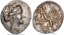 EUBOEA. Histiaea. Ca. 3rd-2nd centuries BC. AR tetrobol (17mm, 11h). NGC XF. Head of nymph right, wearing vine-leaf crown, earring and necklace / IΣTI...