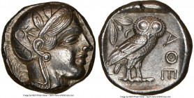 ATTICA. Athens. Ca. 440-404 BC. AR tetradrachm (23mm, 17.20 gm, 4h) NGC Choice AU 5/5 - 4/5. Mid-mass coinage issue. Head of Athena right, wearing ear...