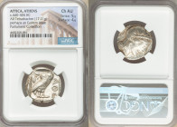 ATTICA. Athens. Ca. 440-404 BC. AR tetradrachm (24mm, 17.21 gm, 8h). NGC Choice AU 5/5 - 4/5. Mid-mass coinage issue. Head of Athena right, wearing ea...