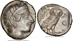 ATTICA. Athens. Ca. 440-404 BC. AR tetradrachm (24mm, 17.18 gm, 8h) NGC Choice AU 5/5 - 3/5. Mid-mass coinage issue. Head of Athena right, wearing ear...