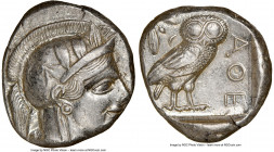 ATTICA. Athens. Ca. 440-404 BC. AR tetradrachm (24mm, 17.21 gm, 6h). NGC Choice AU 2/5 - 4/5. Mid-mass coinage issue. Head of Athena right, wearing ea...