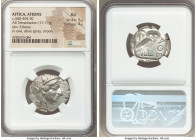 ATTICA. Athens. Ca. 440-404 BC. AR tetradrachm (25mm, 17.19 gm, 6h). NGC AU 5/5 - 4/5. Mid-mass coinage issue. Head of Athena right, wearing earring, ...
