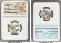 ATTICA. Athens. Ca. 440-404 BC. AR tetradrachm (24mm, 17.20 gm, 4h). NGC AU 4/5 - 4/5. Mid-mass coinage issue. Head of Athena right, wearing earring, ...