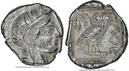 ATTICA. Athens. Ca. 440-404 BC. AR tetradrachm (26mm, 17.06 gm, 7h). NGC AU 5/5 - 3/5. Mid-mass coinage issue. Head of Athena right, wearing earring, ...