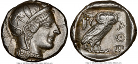 ATTICA. Athens. Ca. 440-404 BC. AR tetradrachm (25mm, 17.21 gm, 2h) NGC AU 5/5 - 3/5, brushed. Mid-mass coinage issue. Head of Athena right, wearing e...