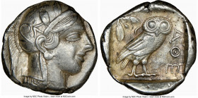 ATTICA. Athens. Ca. 440-404 BC. AR tetradrachm (25mm, 17.14 gm, 7h). NGC Choice XF 5/5 - 4/5. Mid-mass coinage issue. Head of Athena right, wearing ea...