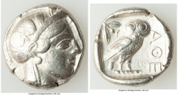 ATTICA. Athens. Ca. 440-404 BC. AR tetradrachm (25mm, 17.13 gm, 3h). Choice VF. Mid-mass coinage issue. Head of Athena right, wearing earring, necklac...